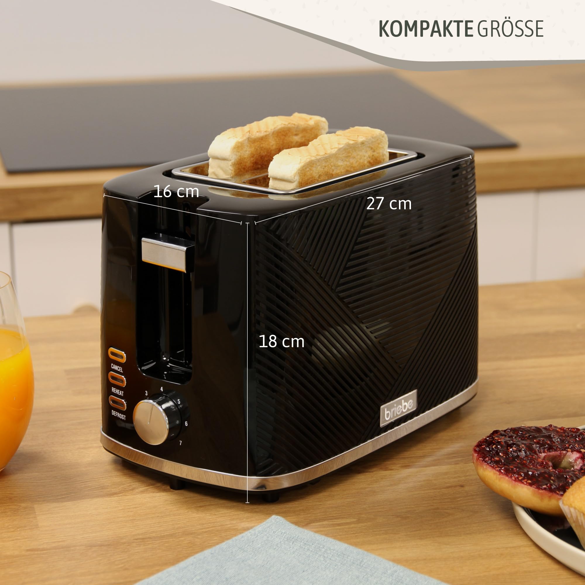 Briebe Elegance Set Brottoaster 2 Scheiben Wasserkocher 1,7L 2200W BPA-frei Filterkaffeemaschine 10 Tassen 1,25L Frühstückspack