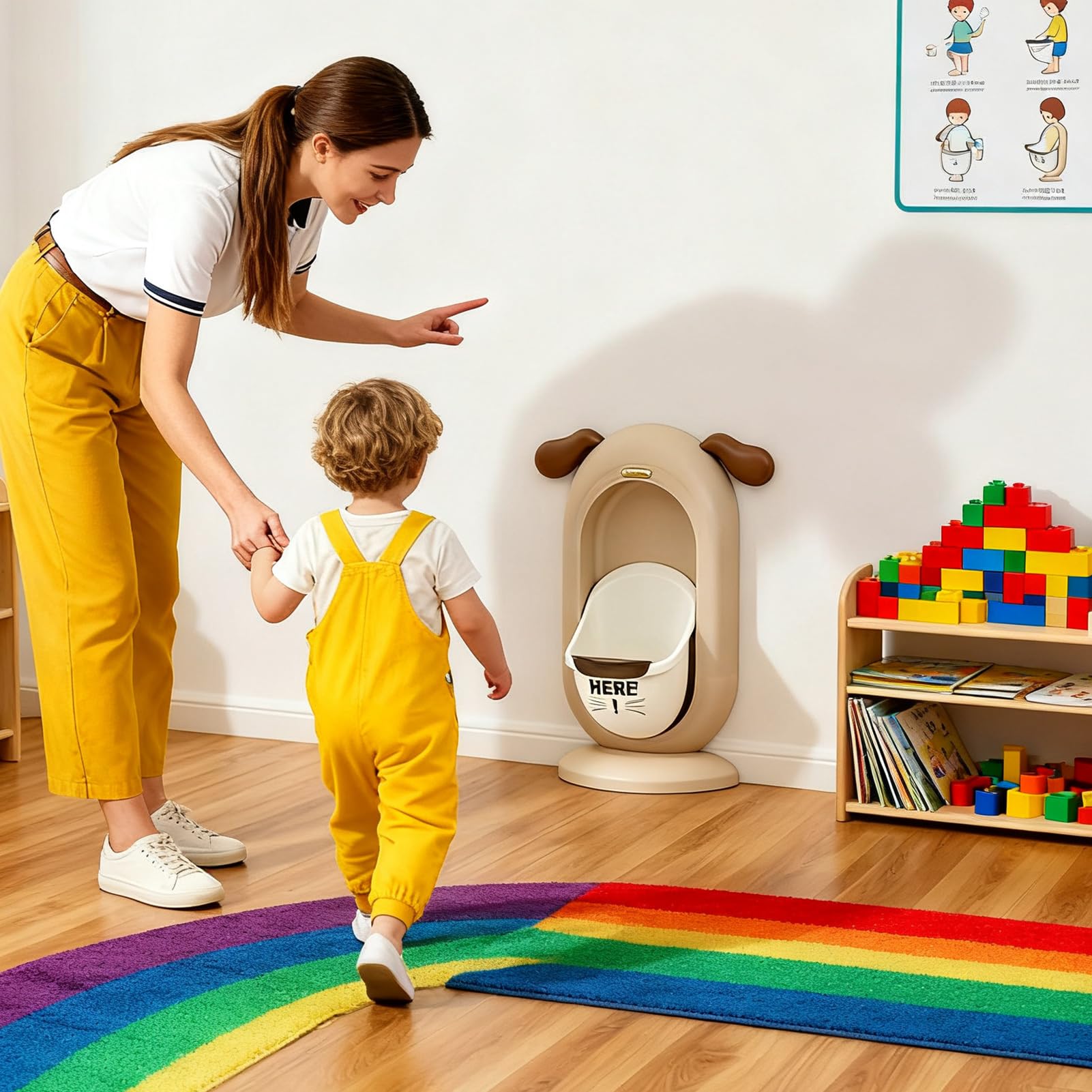 Orinal montado en la pared, inodoro de dibujos animados, inodoro de | entrenamiento portátil con diseño , accesorio de baño duradero, entrenador de orinal preescolar y hogar con construcción