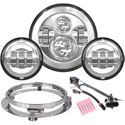 Faros Antiniebla Moto Givi Z-OFFROAD Faro LED mejorado de 7 pulgadas + luces antiniebla de 4.5 pulgadas compatibles con Harley Davidson Electra Glide Ultra Classic Heritage Softail Road King Street Glide Fatboy - cromo