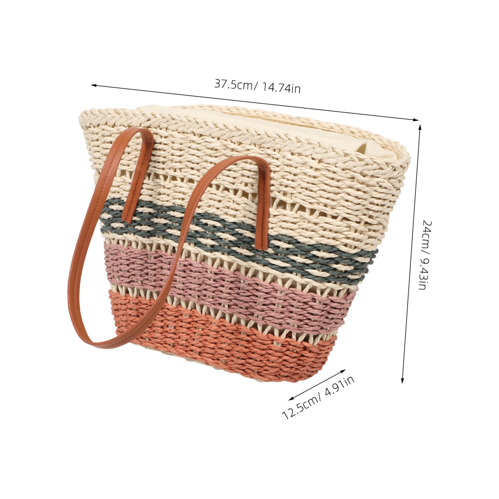 minkissy Bolso De Playa De Crochet Bolso De Mano De Algodón Diseño De Rayas Para Mujer