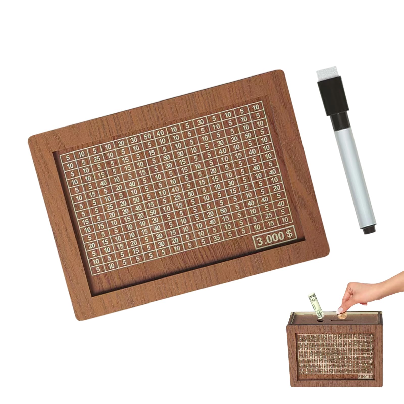 Wood Money Box Cash Saver Box with Integrated Display Numbers Perfect for Family Budget Planning Family Budgeting Tool