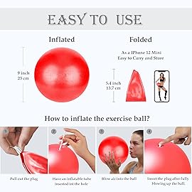 Soft Pilates Ball 9 Inch, Ideal Small Exercise Ball Between Knee Squeeze for Physical Therapy Yoga Core Medicine Abs Pt Bouncy, Mini Rubber Fitball Barre Workout Equipment for Women Men Kid Toddler