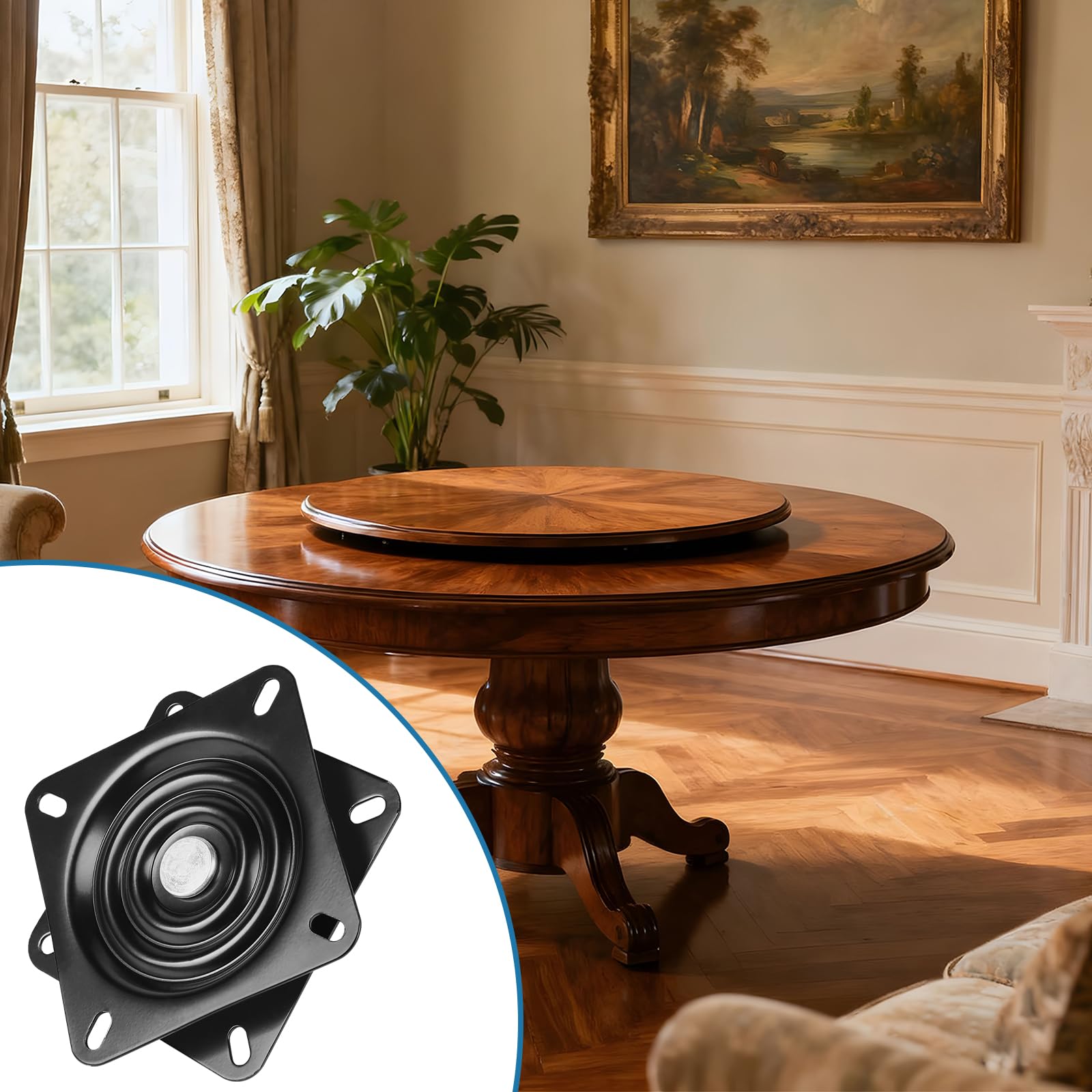 LALAGO Table Tournante de Chaise Pivotante, Plateau Tournant Roulement à Billes, 246 * 246 * 22,6mm, Plateau Tournant à Roulement à Billes à 360 °, pour Tabourets Tables Étagères TV (10 inch)