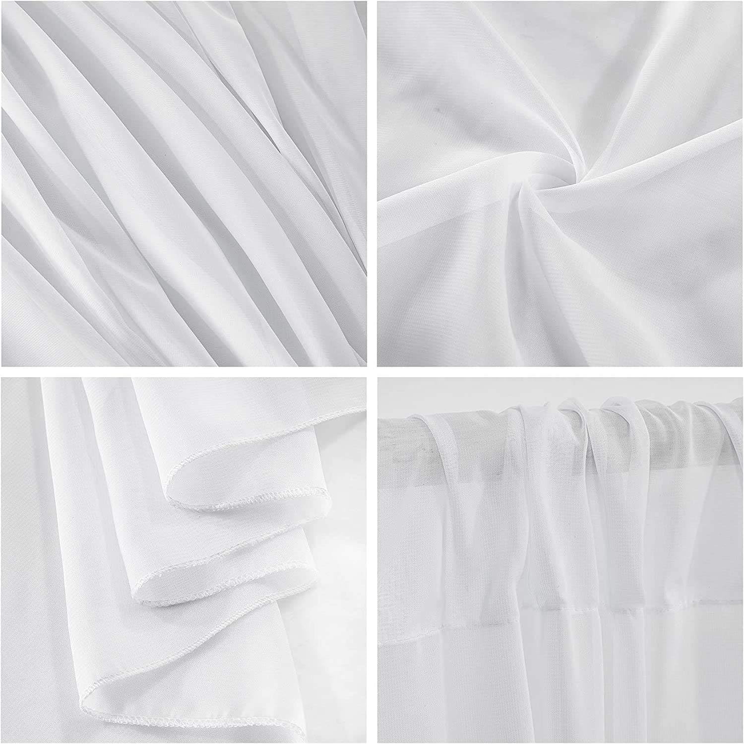 AK Trading Rideaux en Mousseline de Soie pour événements de Mariage et décoration - Rideaux drapés de Toile de Fond (292,1 x 304,8 cm, Blanc)