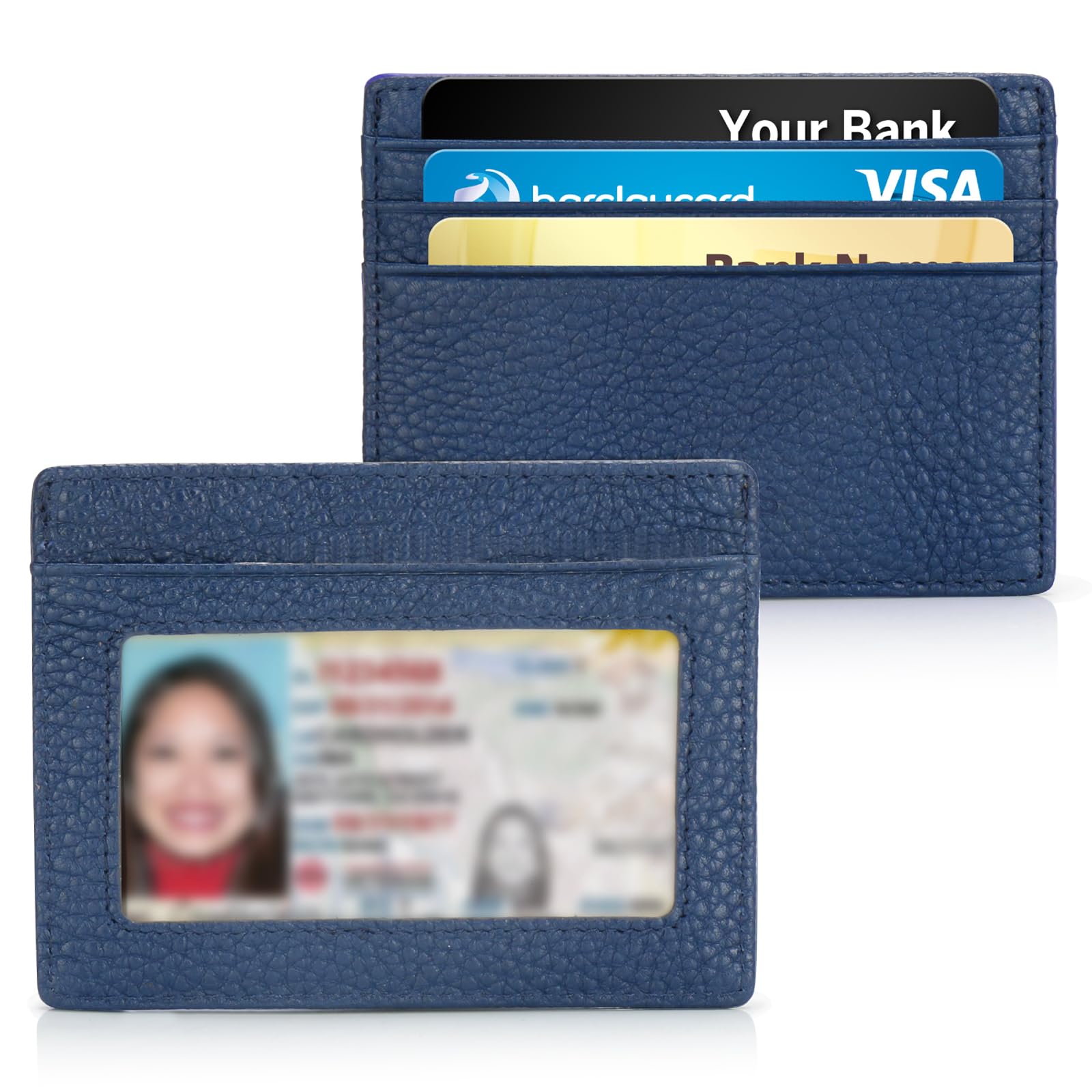 Slim MINI Credit Card Holder Card Cases RFID Blocking Minimalist Mini Wallet with ID Window for Men Women Dark blue