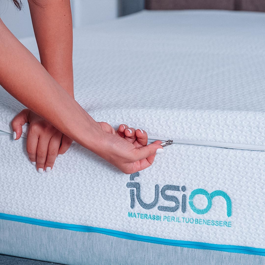 Fusion - Topper in Memory Foam Traspirante, alto 5 cm, Correttore per Materasso Ortopedico, tessuto Sfoderabile lavabile ed anallergico (80 x 190)