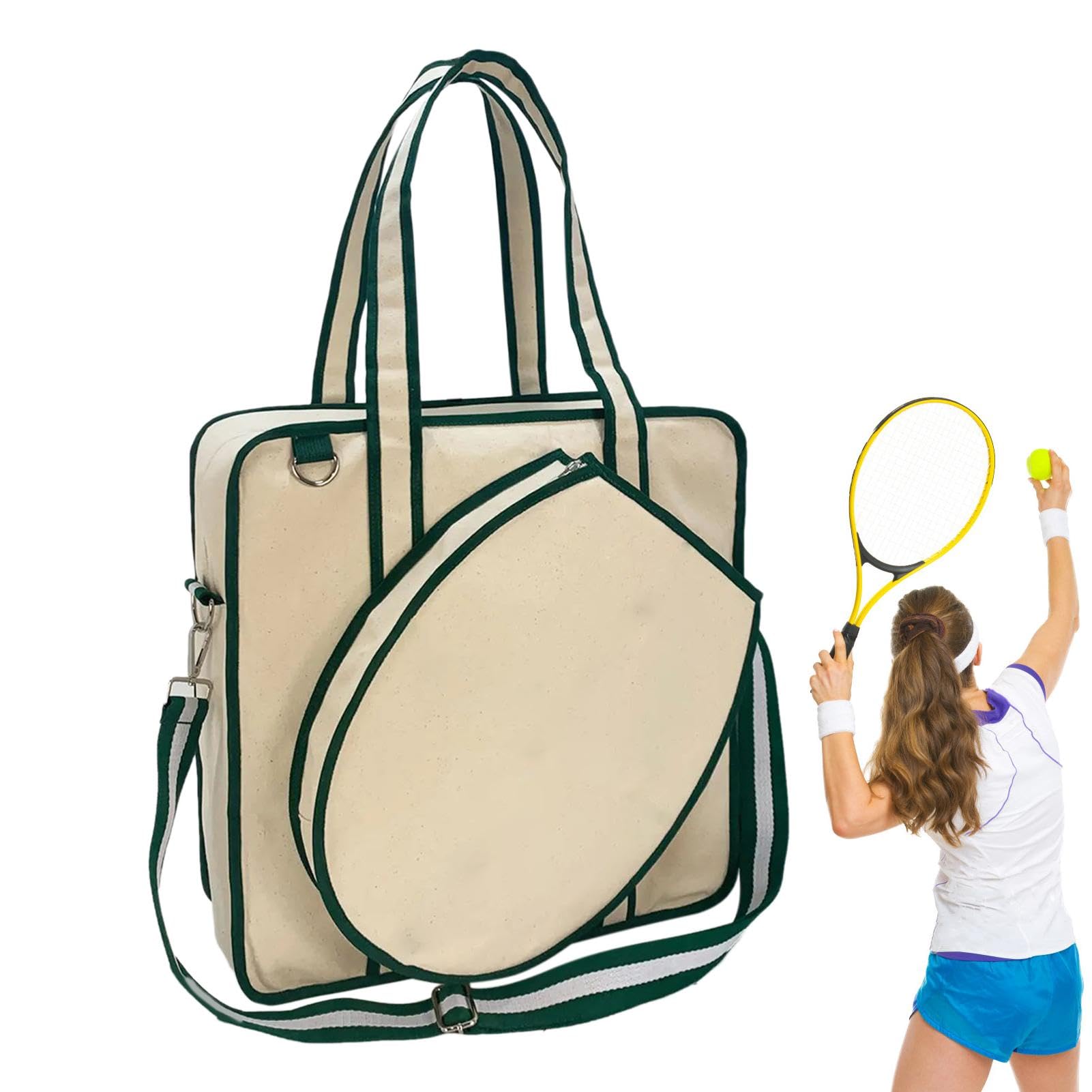 Borsa per racchette, borsa da tennis - Borsa a tracolla in tela da | badminton | Borsa da tennis in tela per racchetta da badminton, borsa per uomo e donna