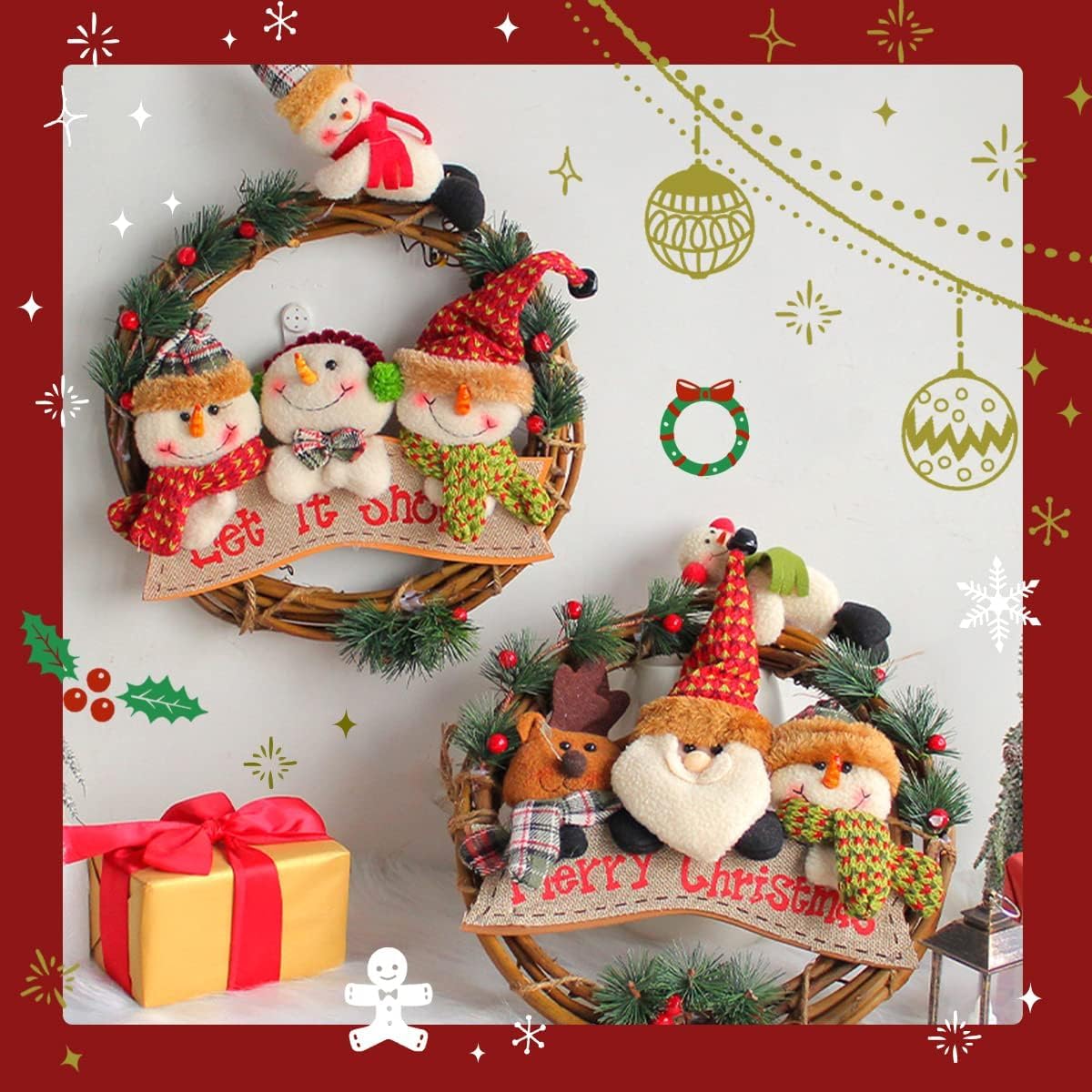 Amazon.co.jp: クリスマスリース 玄関ドア用 庭園 ドア ぶら下げ飾り