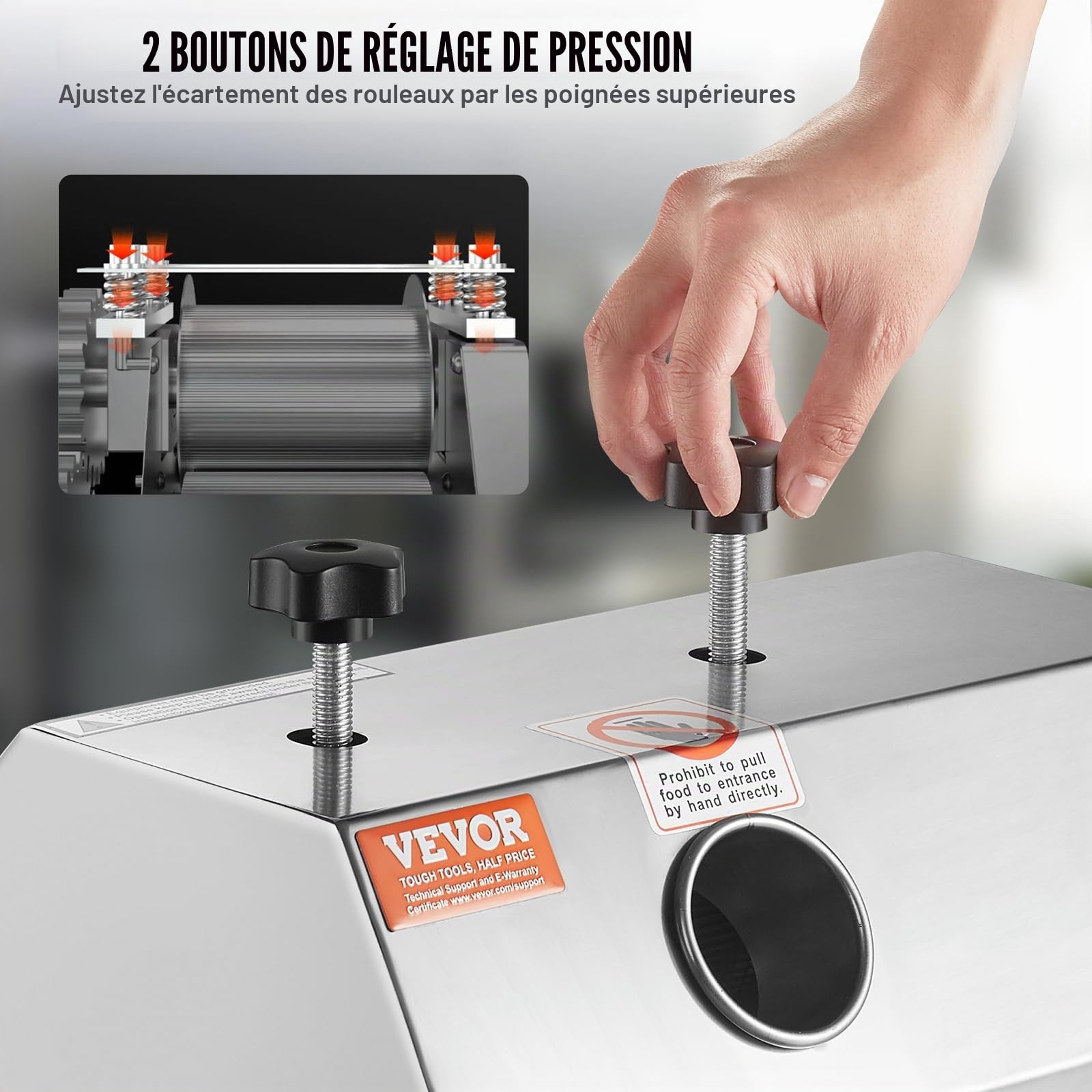 VEVOR Extracteur de Jus de Canne à Sucre Manuel Presse-Canne à Sucre 50 kg/h en Acier Inoxydable avec 3 Rouleaux Grande Entrée Presse-Agrumes pour Extraction de Jus Domestique et Commerciale Boisson