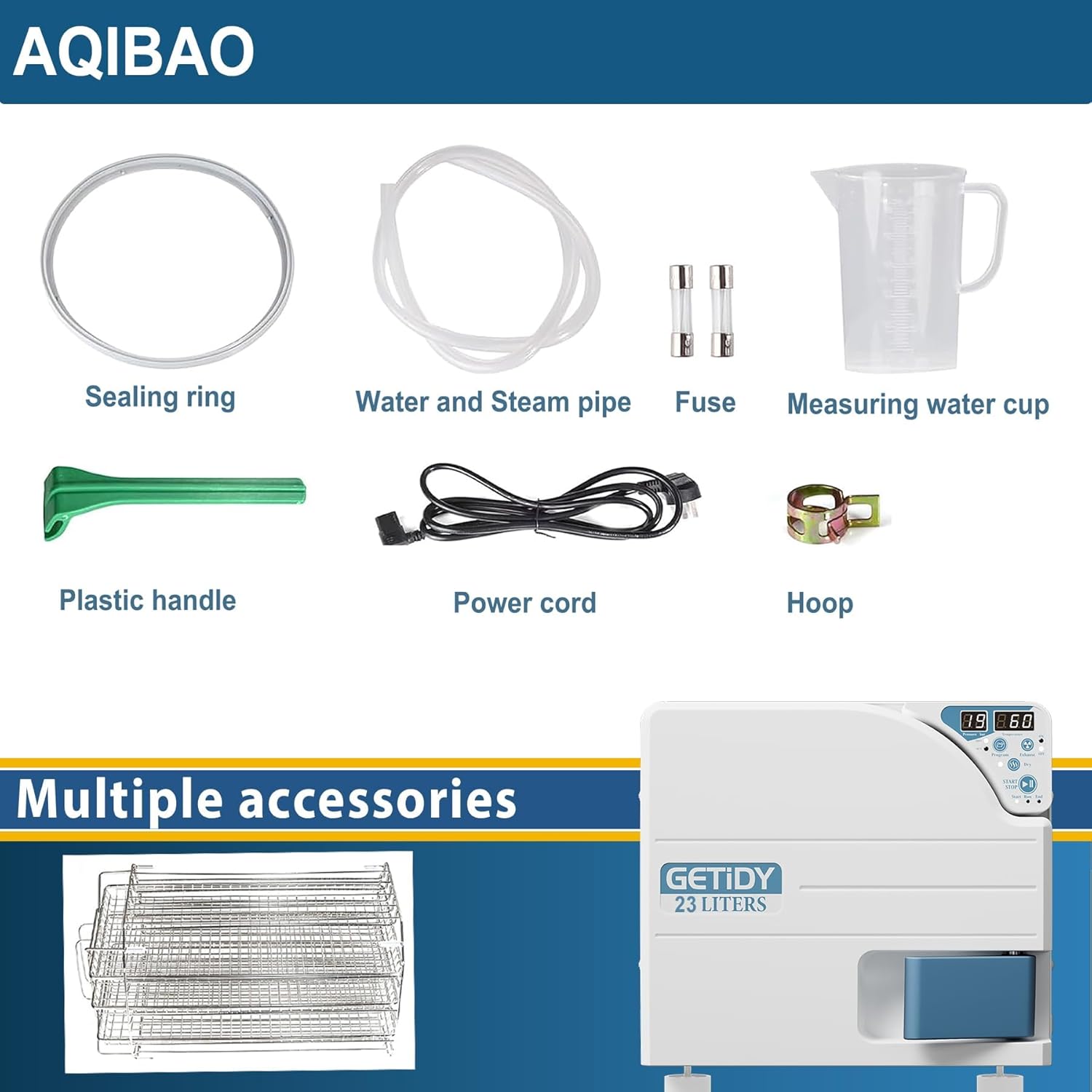 16L Autoclave High Pressure Steam with Drying Function, Digital LED Display, Dual-Control Door Lock, Stainless Steel Laboratory Equipment. Ships from The USA with delivery in 3-7 Days