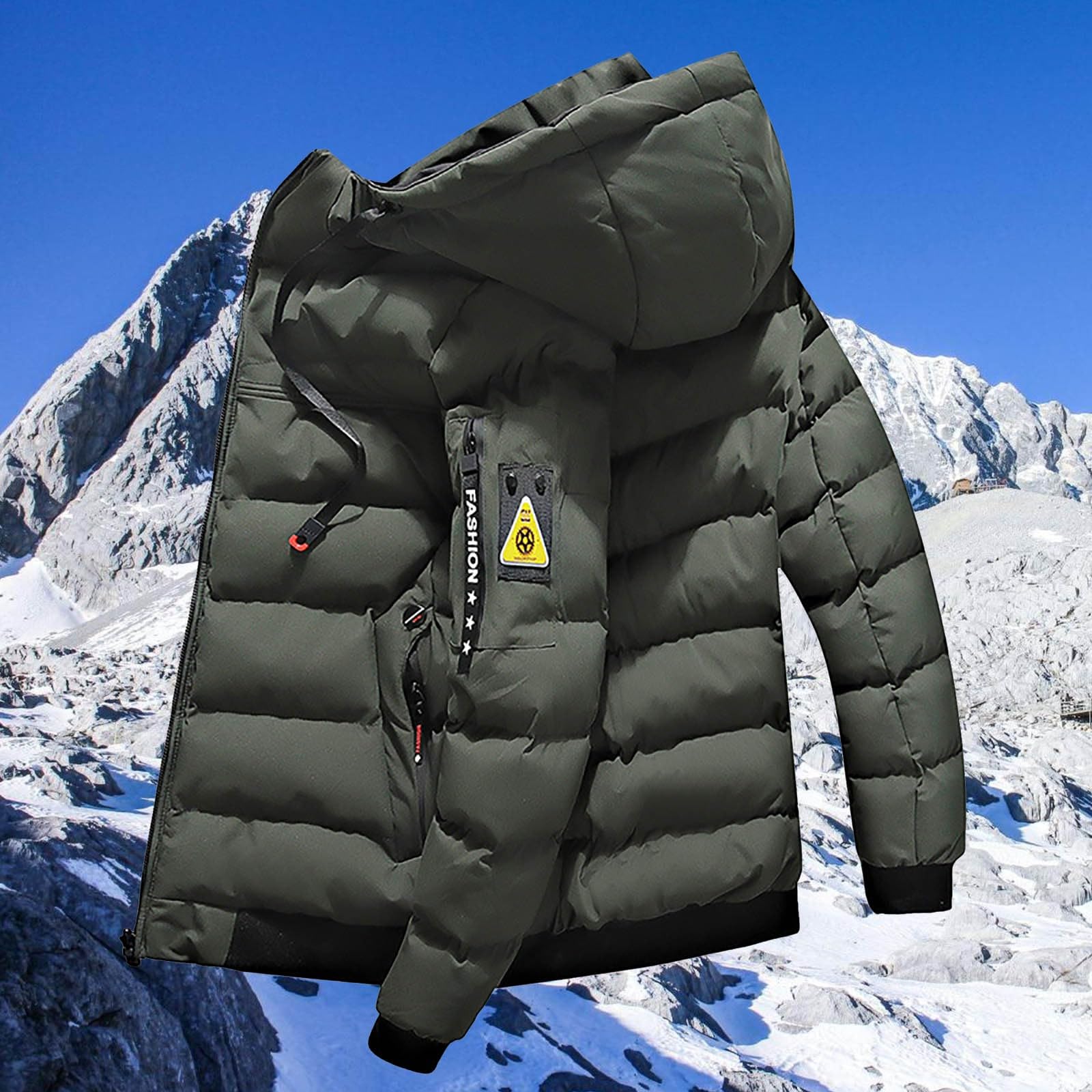 Giubbotto Invernale Uomo, Piumino Leggero Uomo Softshell Antivento Giubbotto Inverno Calda Cappuccio Outdoor Casual Cappotto E Tasche Trekking Lavoro Trapuntata Giubbotto Tattico Giubbino Invernale