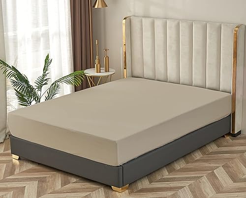 Miniatura 7 de Magic Drapes Sábana bajera ajustable de 800 hilos, 100% algodón de fibra larga con tejido satinado, sábanas ligeras de calidad premium, ropa de cama