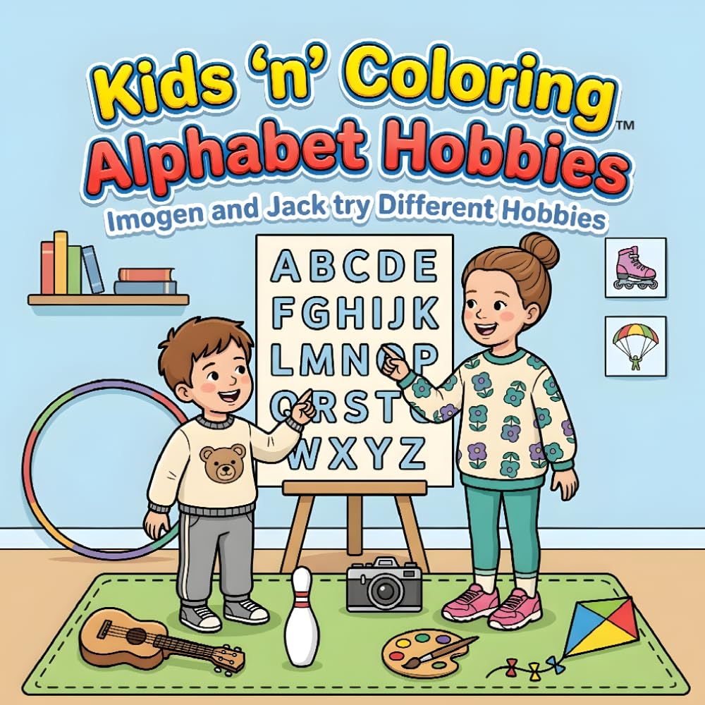 Kids ‘n’ Coloring, Alphabet Hobbies, Imogen and Jack try Different Hobbies: ABC Coloring Book for Toddlers Ages 3+, Learn the Alphabet, Hobbies, ... Book (Kids 'n' Coloring, Alphabet Adventures)