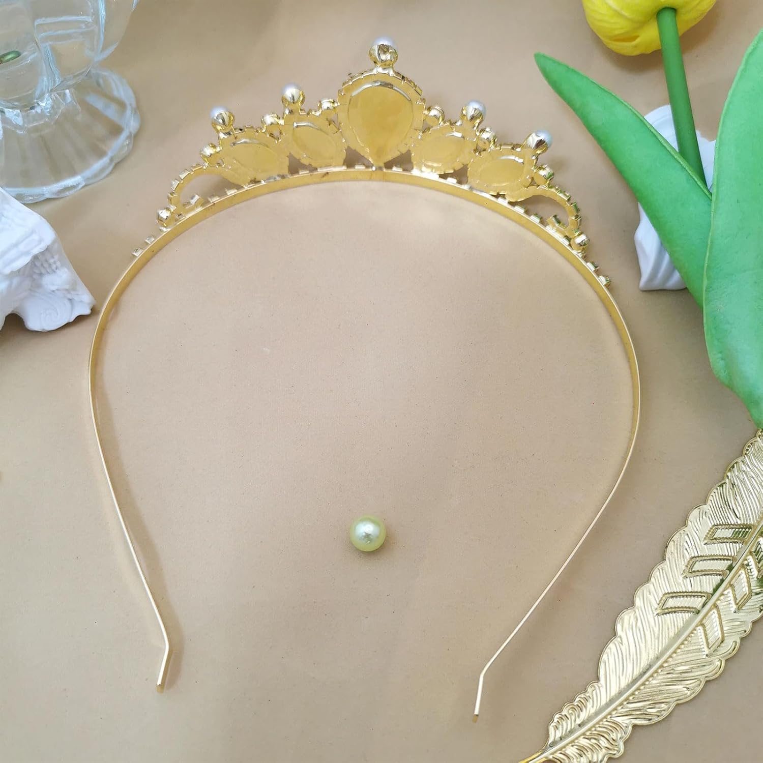 Tiana Costume Princess Tiana Crown and Lotus Necklace Frog Princess Birthday Dress up,Halloween,Prom or Wedding Green Tiara - Image 7