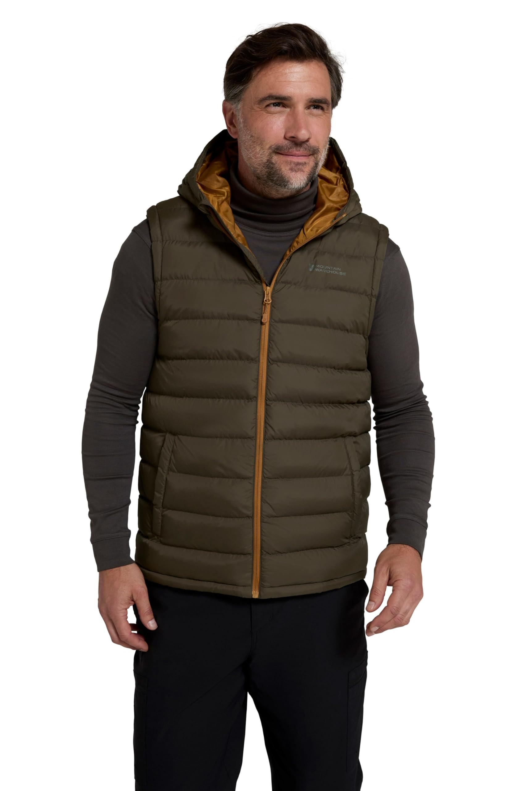 Mountain Warehouse Men's Dark Khaki Seasons Hooded Padded Gilet Xs
