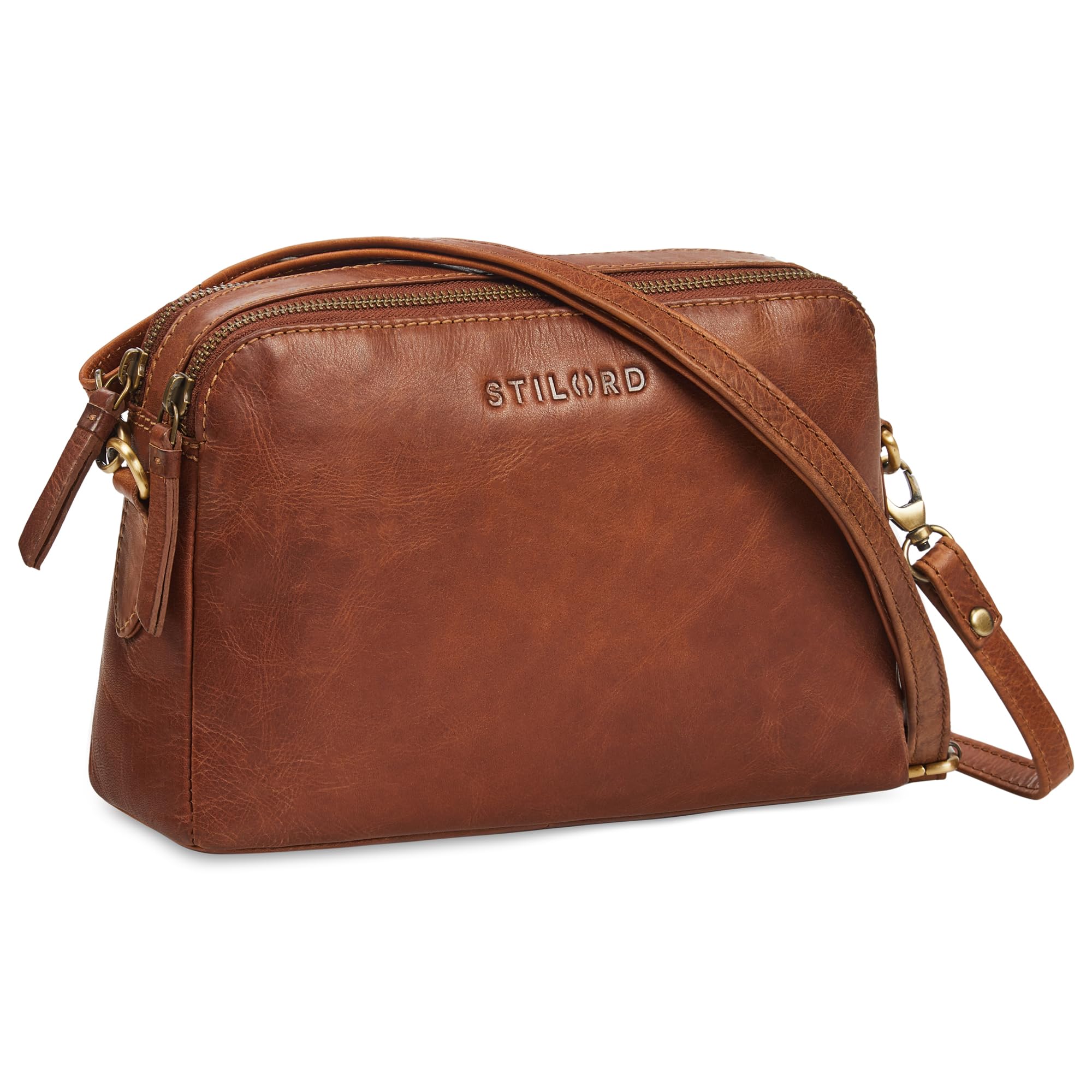 STILORD "Rosie Bolso Bandolera Mujer Piel Vintage Bolso de Hombro Mujer Pequeño Bolso de Mano Bolso Cruzado Mujer Bolsos de Fiesta Cuero Auténtico Color:messina - marrón