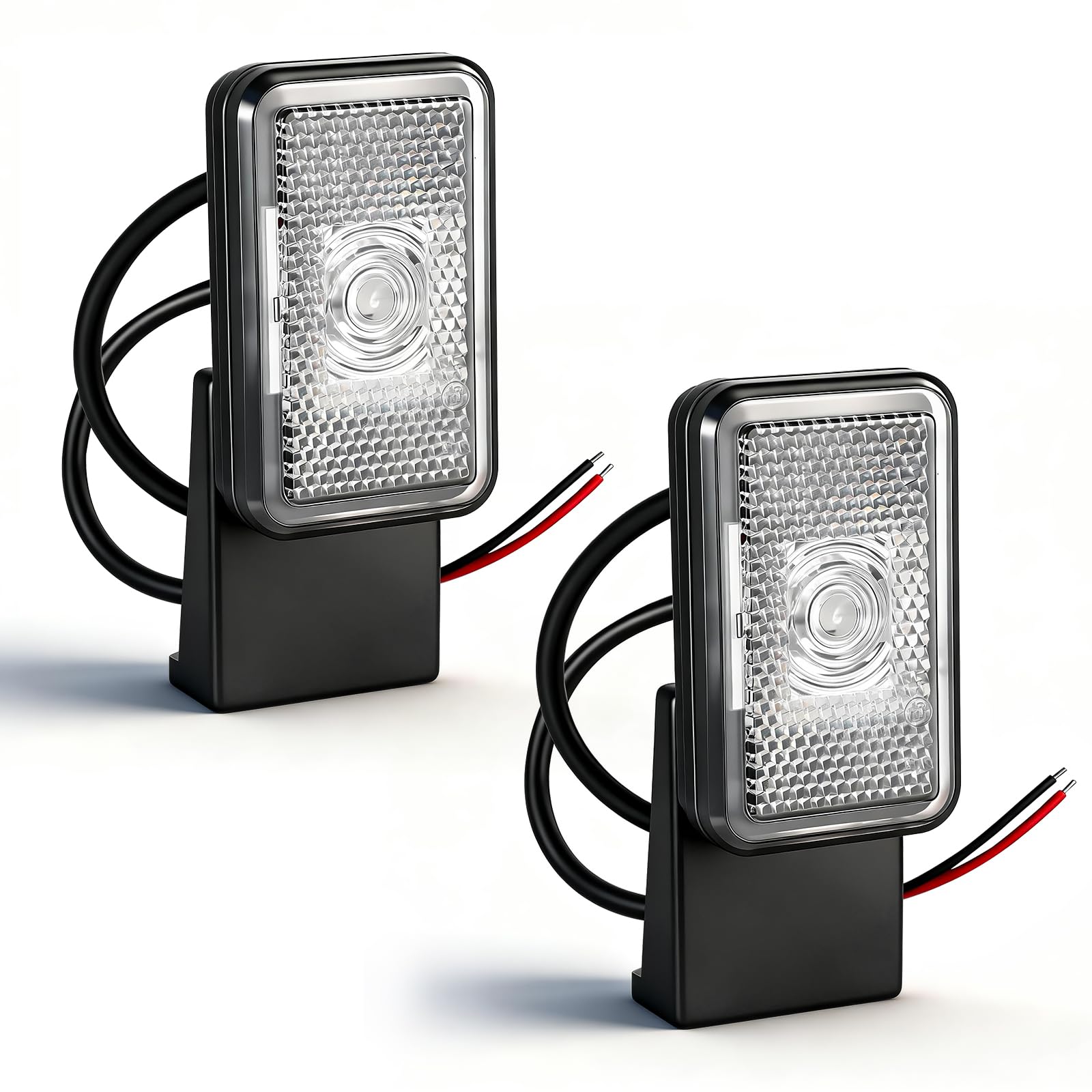 AOHEWEI 2 feux de position latéraux à LED blancs pour remorque, avant et clignotants latéraux pour camion 12/24V avec réflecteur, homologués ECE R91 R10 pour camping-cars, fourgons, bateaux, caravanes