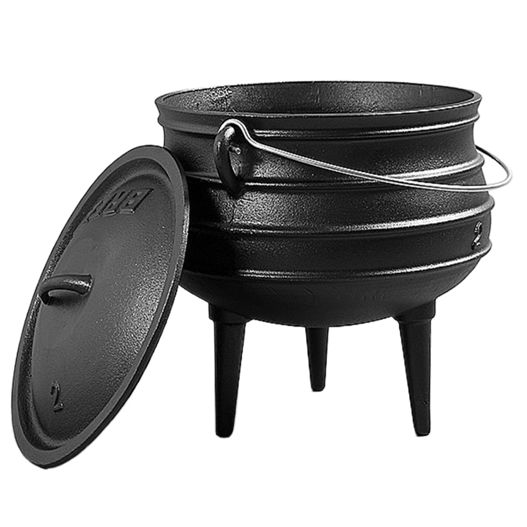 Caldero de hierro fundido de 3 litros, con tapa y asa, negro, 10 pulgadas
