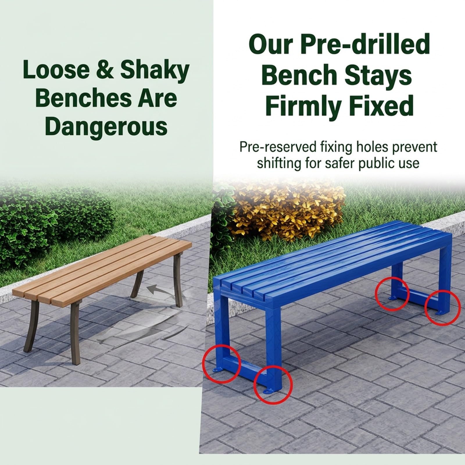 Banc de jardin moderne en métal avec dossier nu, imperméable de 120 cm de long, chaise longue pour intérieur/extérieur, siège de parc multicolore – Parfait pour les écoles, les cours et les jardins.