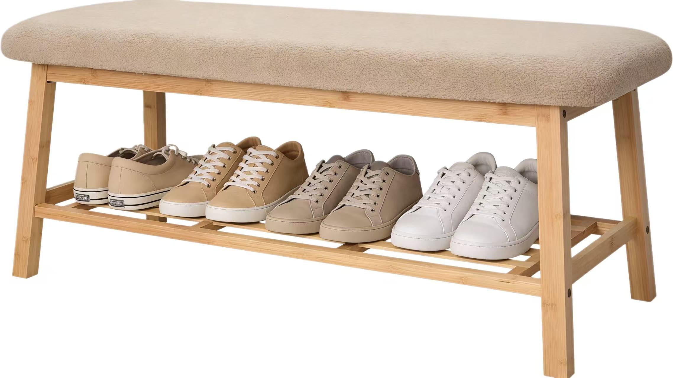 WRONWA Entryway Bench, 45 Inches Long Shoe Bench, Storage Bench with Shelf for Hallway, Living Room, Mudroom, Bedroom