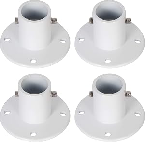 ECOTRIC Deck Anchor Flange Cast Aluminum Above Ground Pool Ladders/ | Handrails/Slide - 1 7/8" Inch Diameter of 1.9"(4PC)