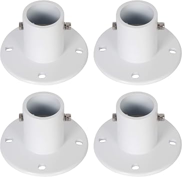ECOTRIC Deck Anchor Flange Cast Aluminum Above Ground Pool Ladders/Handrails/Slide - 1 7/8 Inch Diameter of 1.9"4PC