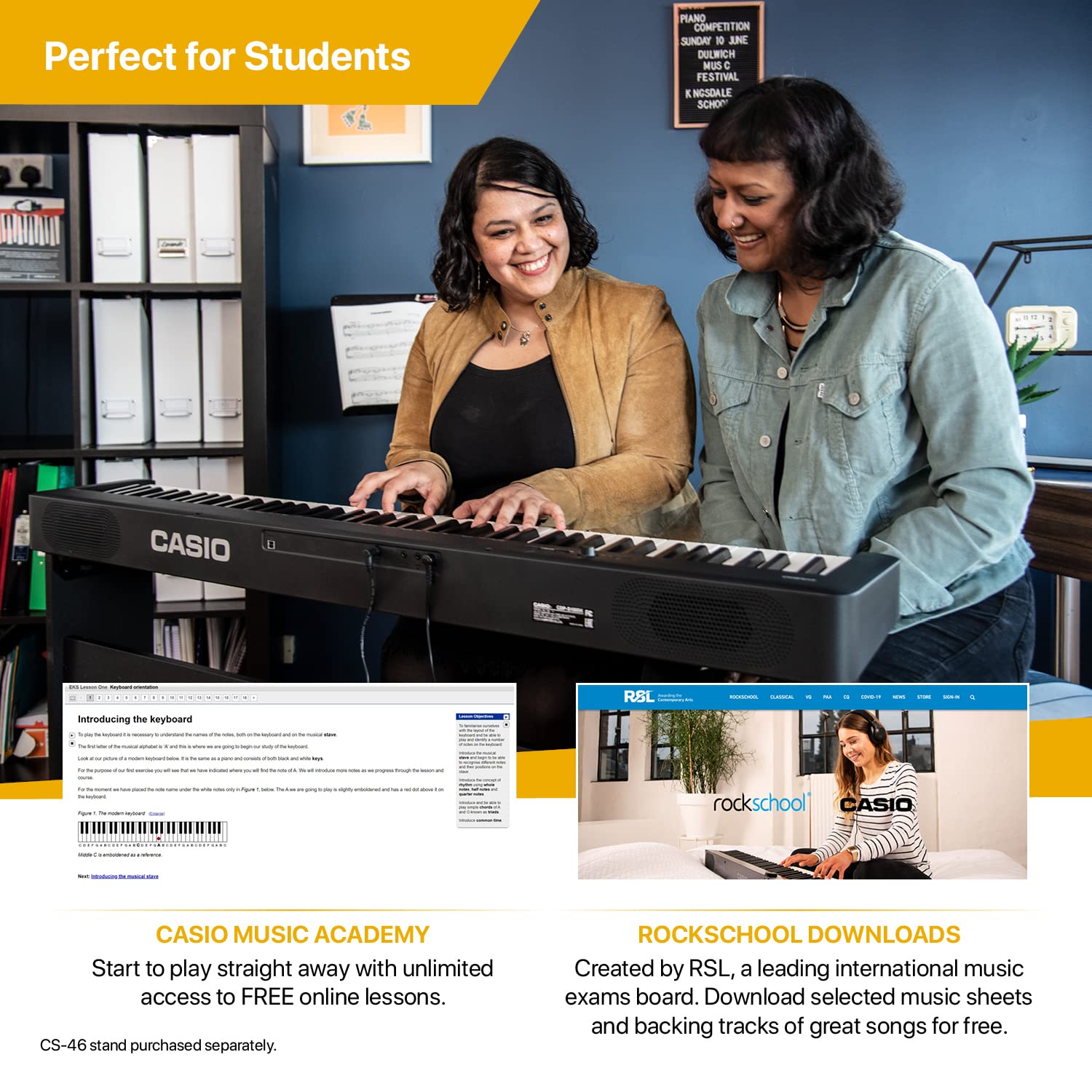Casio CDP-S110BKC5 Fully Weighted Hammer Action Digital Piano Noir & CS-46 Support