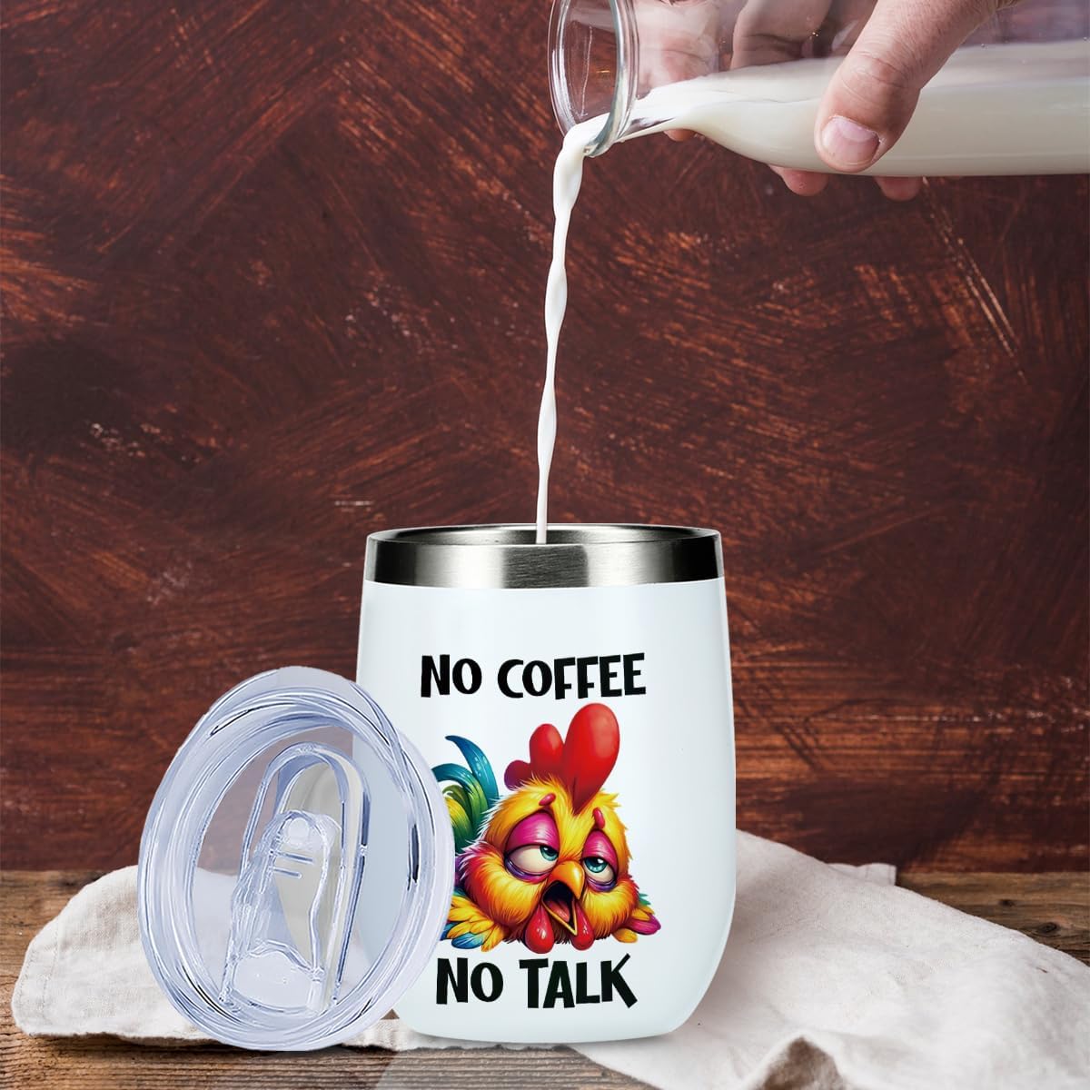 Funny Quotes Wine Tumbler, Sarcastic Chicken Gifts Chicken Decor Double Wall Vacuum Insulated Coffee Mug Wine Glass 12 oz Tumbler with Lid for Women Men Anniversary Appreciation Birthday Christmas - Image 6