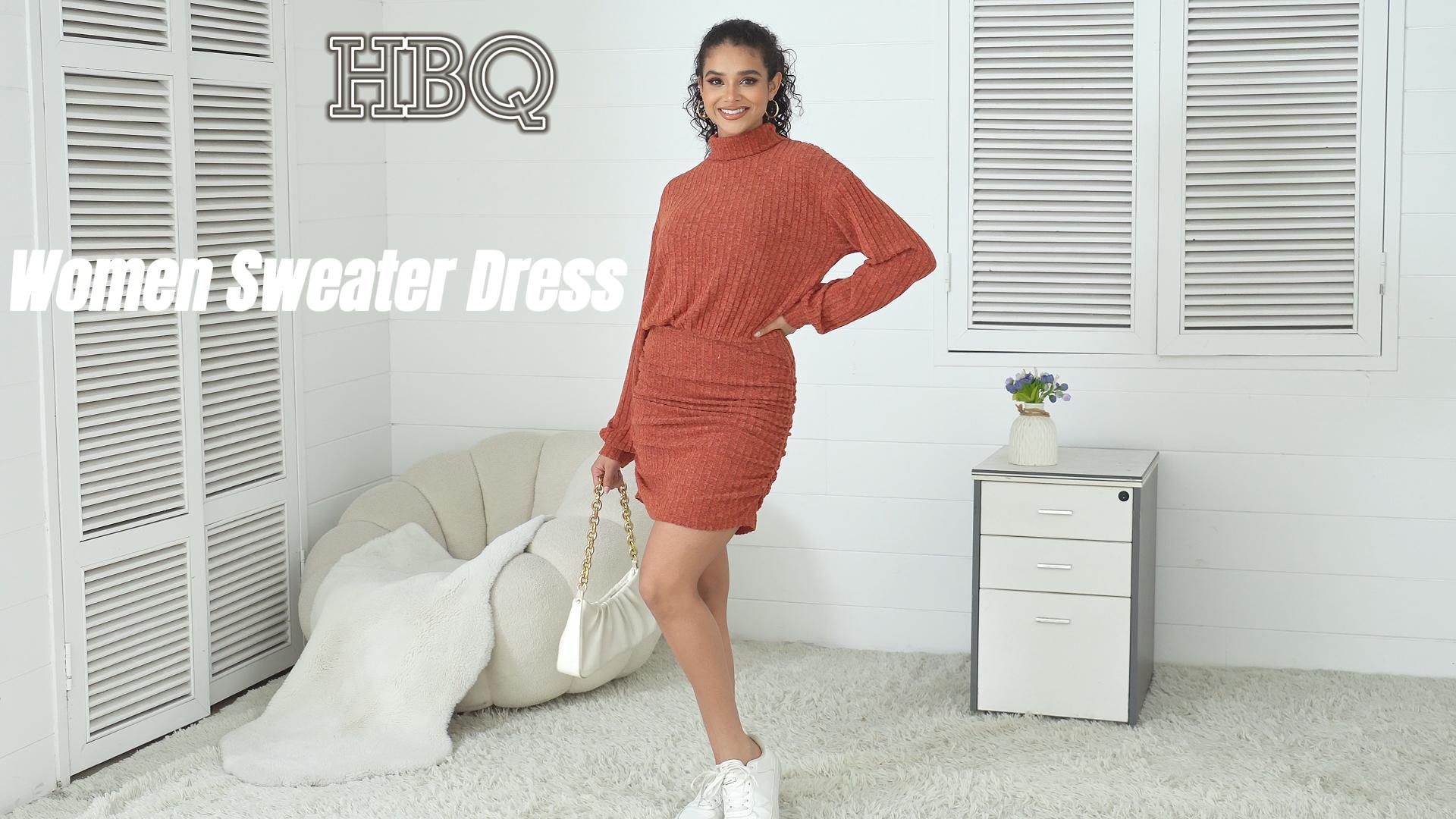 Women's Pullover Sweater Dress Long Lantern Sleeve Turtle Neck Cute Ribbed  Knit Bodycon Mini Short Dress 2025 Fall-Black-S at Amazon Women's Clothing  store