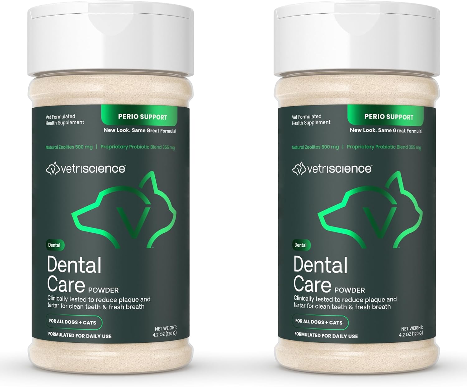 VetriScience Healthy Mouth Dog Dental Powder, 2 Pack – Helps Reduce Plaque & Tartar Buildup, Support Clean Teeth & Fresh Breath, Vet-Formulated Oral Care Powder for Dogs & Cats, 2 x 4.2 oz