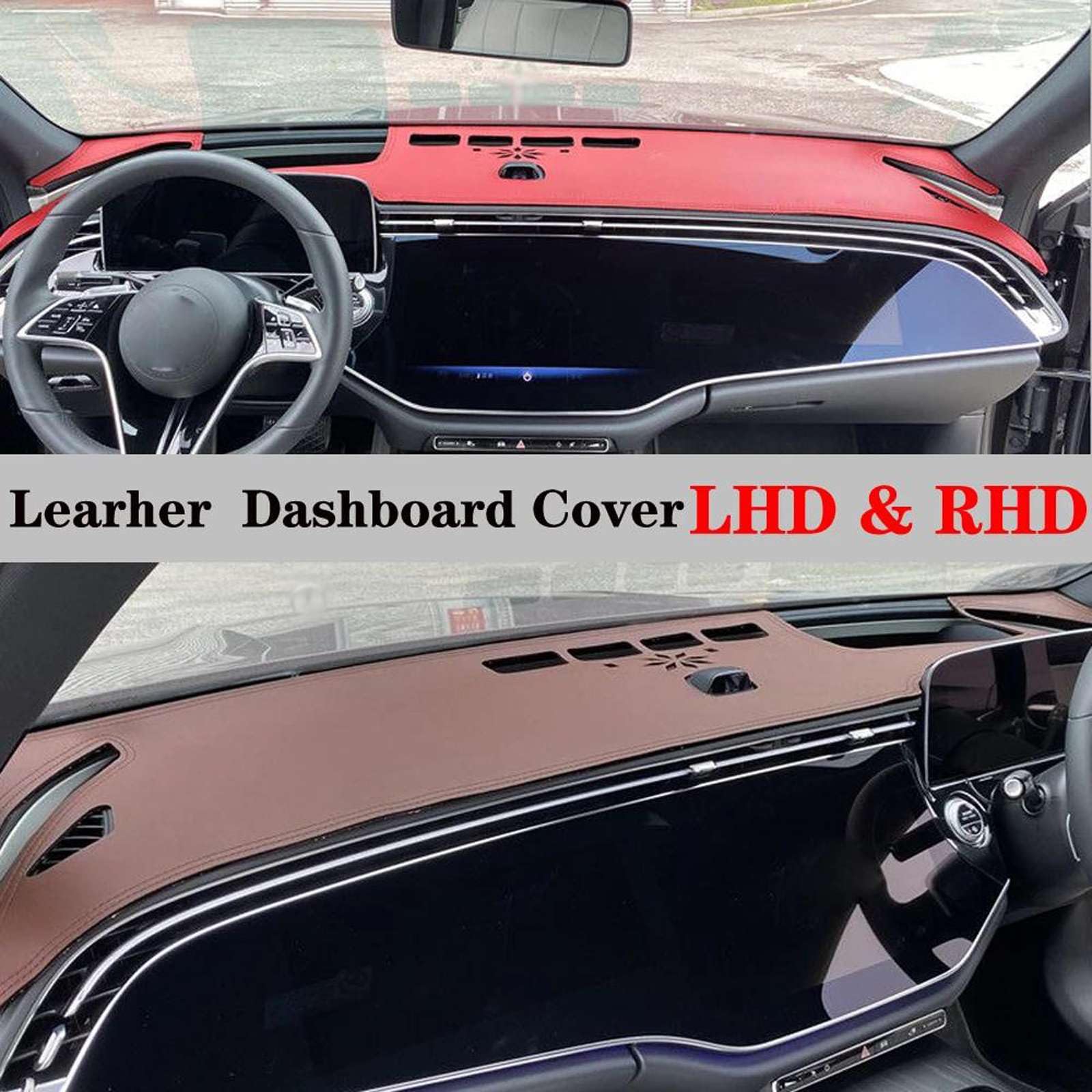 LXURY Leder-Armaturenbrett-Abdeckung, Armaturenbrettmatte, Teppich, passend für Mercedes Benz MB W214 E220 E200 E450 E-Klasse 2024 2025