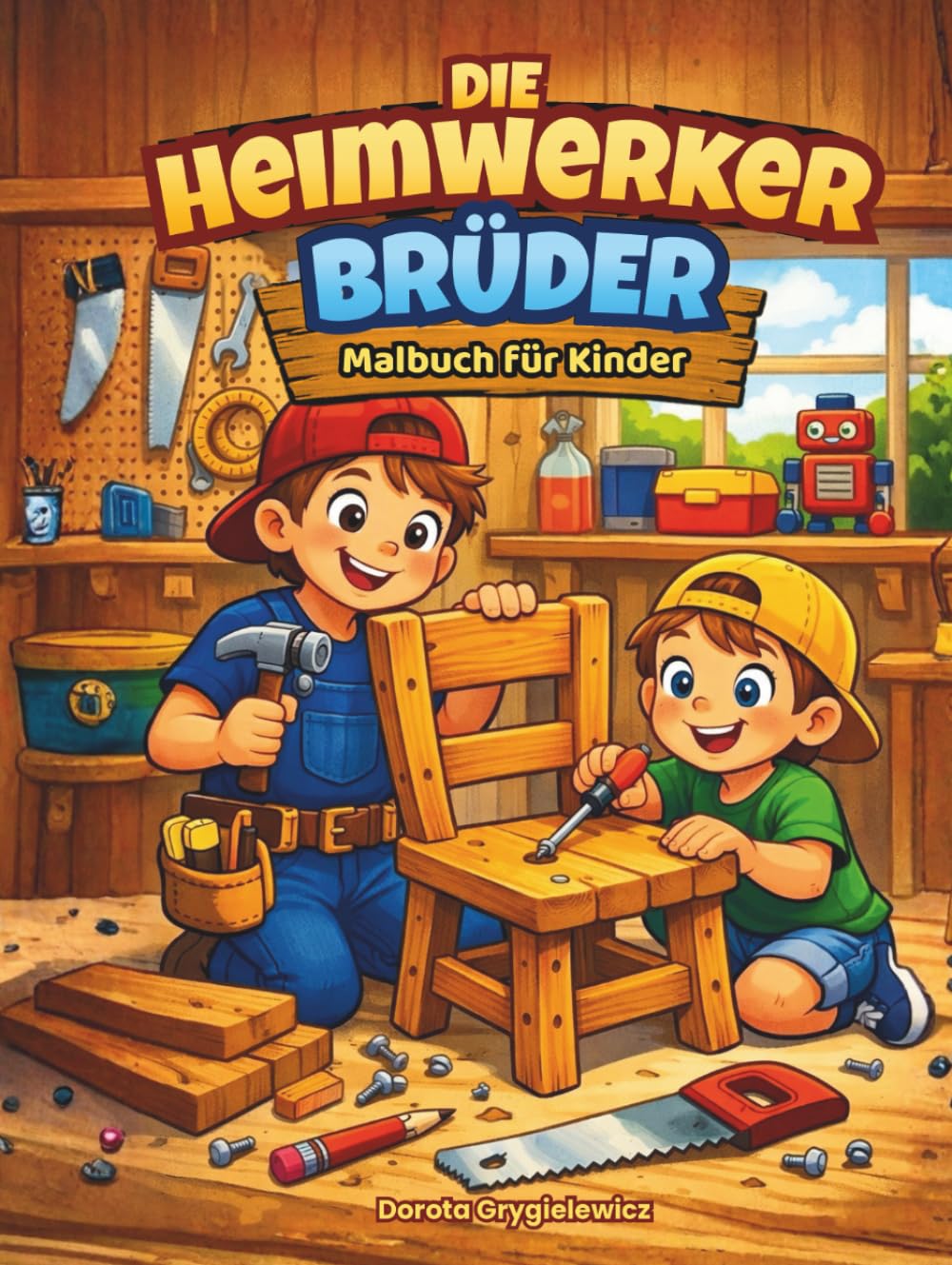 Die Heimwerker Brüder Malbuch für Kinder: Eine Malvorlage über zwei Brüder, die gerne basteln, für Kinder ab 6 Jahren, Heimwerker-Thema für Jungen