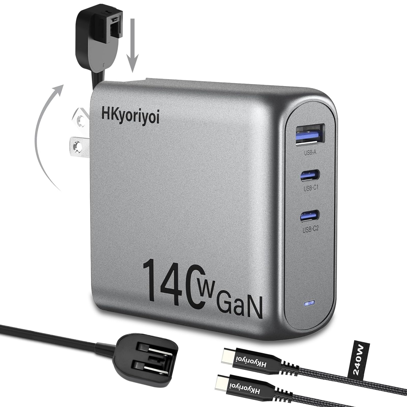 Cargador de pared USB C de 140 W GaN+ de 100 W, cargador rápido para laptop, PD3.1 PPS, 3 puertos, USB C, adaptador de corriente para MacBook Pro de 16 pulgadas, Dell XPS, iPhone 16/15 Pro Max, iPad