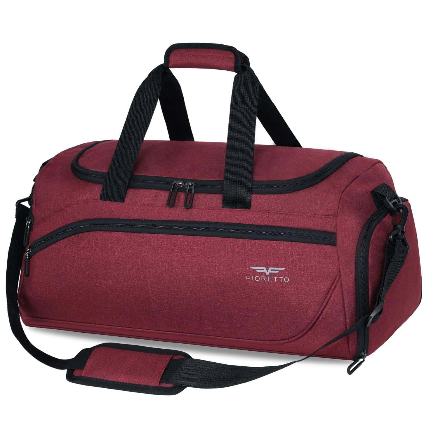 FIORETTO 50L Sporttasche & Reisetasche für Damen und Herren, mit Schuhfach & Nassfach, Wasserdicht Tasche für Trainingstasche, Gym, Travel, Schwimmen, Sauna, fußball Rot