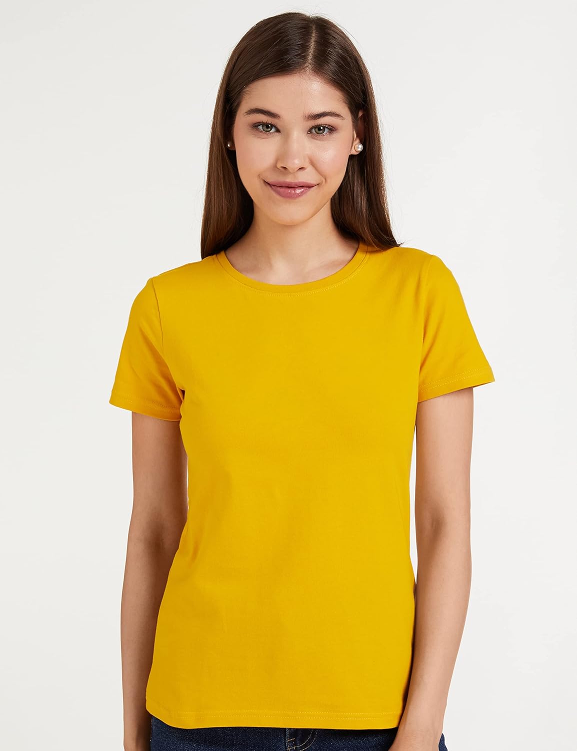 Amazon Brand - Symbol Women's Solid Cotton Stretch Half Sleeve Round Neck Regular Fit T-Shirt (Pack of 2) offers donot miss