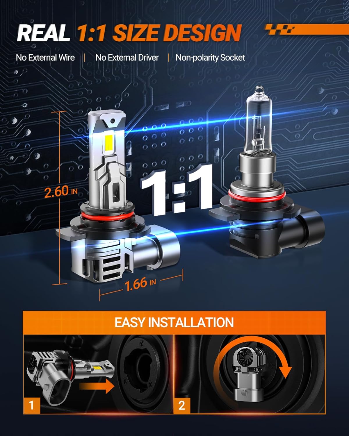 SEALIGHT 9012 High-Intensity LED Bulbs, 40000LM, Cool White 6500K, Quick 3-Minute Installation, Longevity of 60,000+ Hours, Pack of 2 Perfect for Fog Lights
