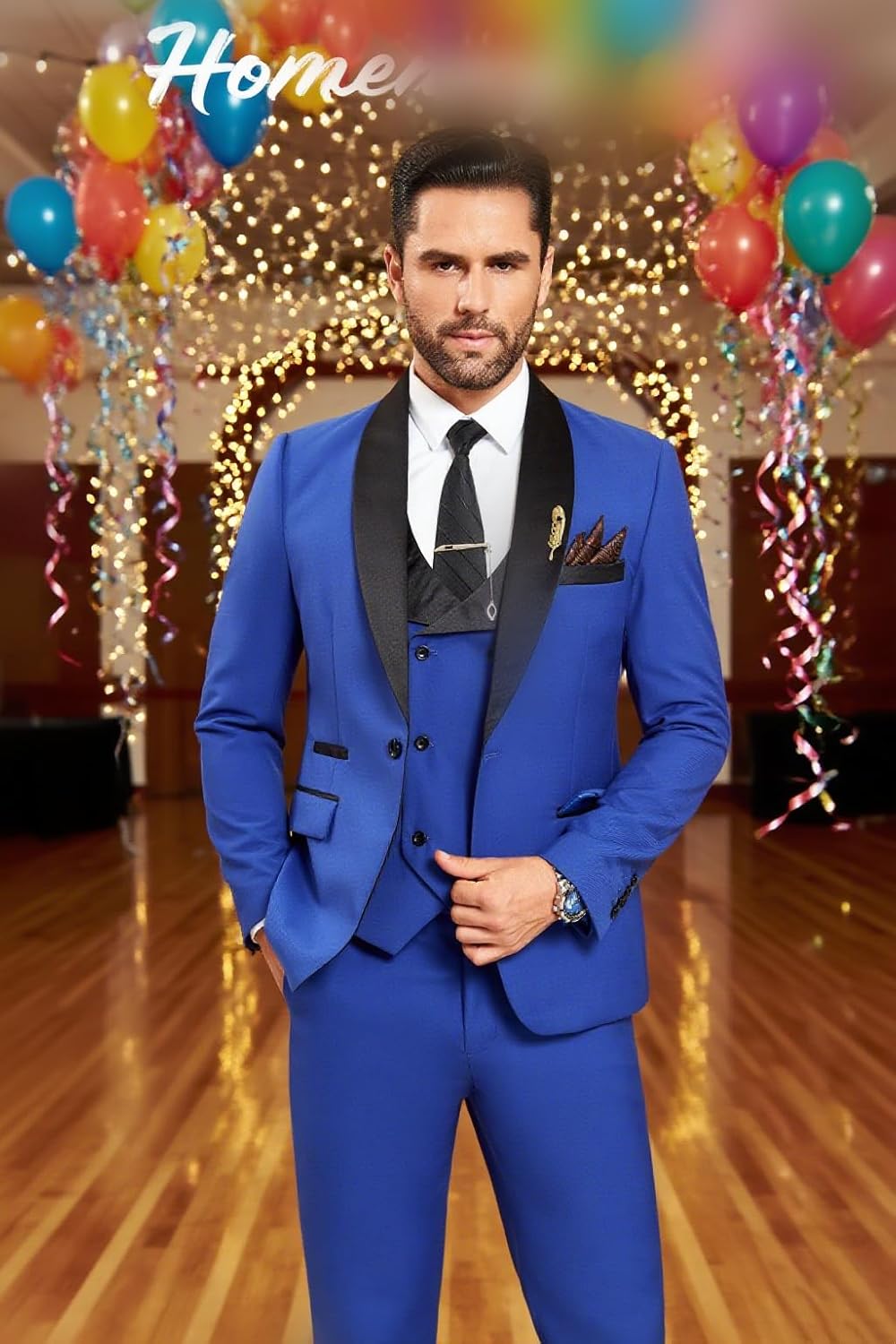 3 Piece Mens Tuxedo Suit Set Slim Fit Men Wedding Prom Party Suits Blazer Pants Shawl Collar Dinner Double Breasted Suit Set - Image 3