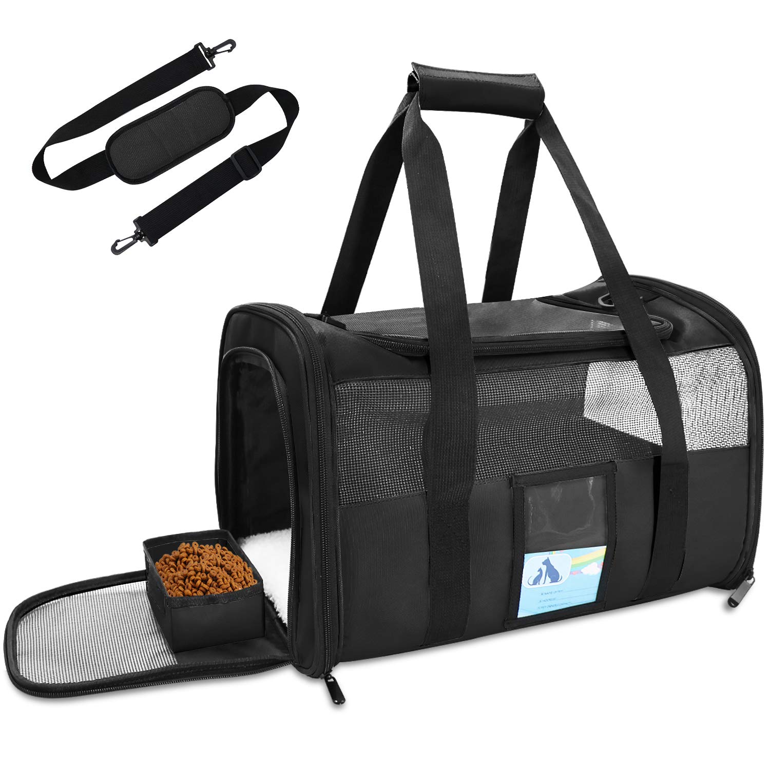 Photo 1 of **USED-ITEM**
Refrze Large Pet Carrier Dog Carrier, Cat Carrier for 2 Cats Large Cats, Dog Carrier for Medium Dogs, Soft Pet Carrier for Cats Dogs of 25 Lbs, Black Large Black