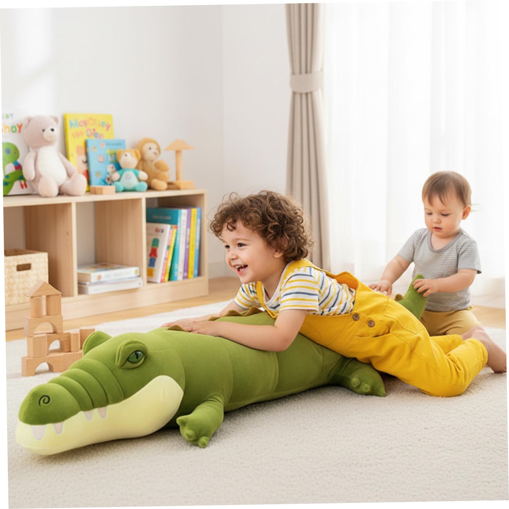 Peluche Alligatore, Peluche Coccodrillo Gigante da 47 Pollici, Coccodrillo Morbido e Realistico da abbracciare o Decorare.