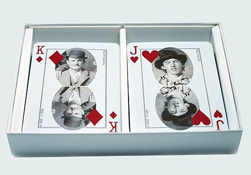 Miniatura 3 de Kulturmeister - Forajidos americanos: cartas de póquer de dos barajas - Tema occidental vintage, vaquero único y naipes del salvaje oeste para