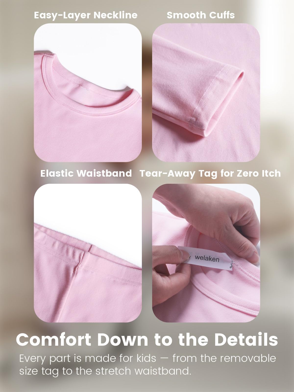 Set intimo termico per ragazze, maglia a maniche lunghe e pantaloni