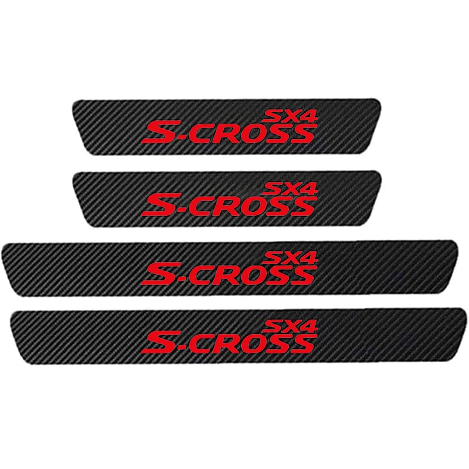 KAFMZEP Car Door Sill Protector for Suzuki SX4 S-Cross 4PCS Car Door Sill Scuff Plate Carbon Fiber Stickers Accessories,Red