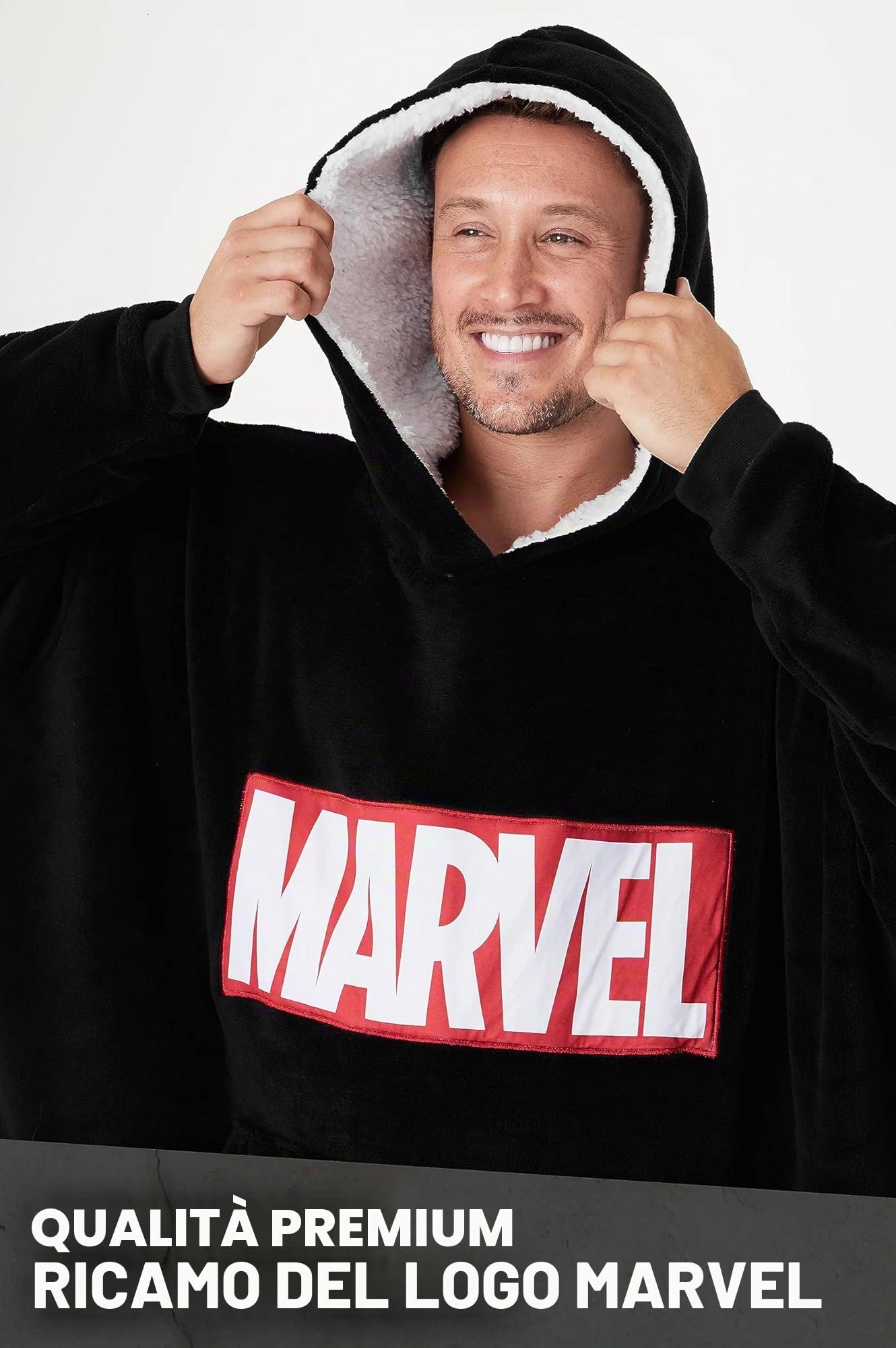 Get Trend Marvel Felpa Uomo con Cappuccio Felpe Oversize Uomo in Pile Supereroi Avengers Captain America