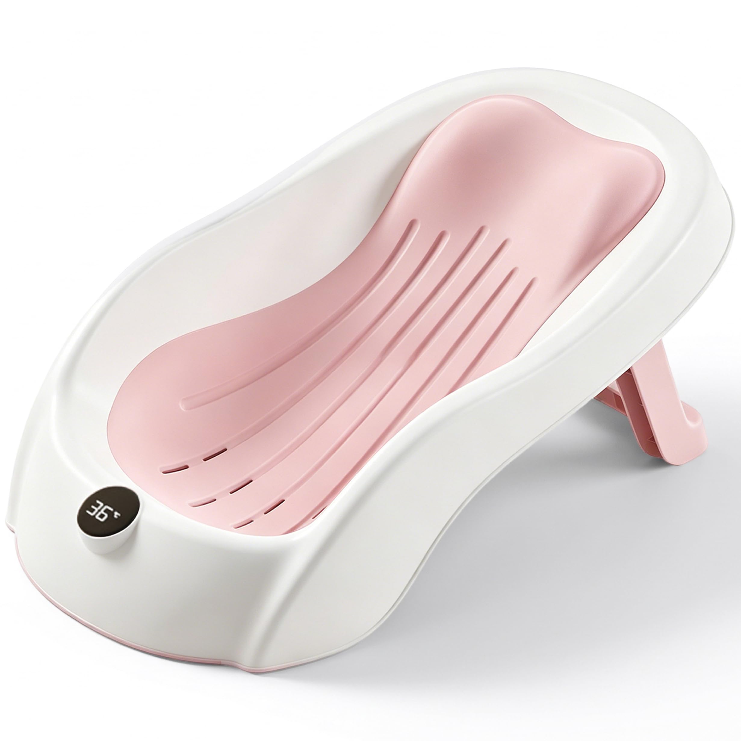 Soporte de baño para bebé, bañera para bebé con pantalla Digital de temperatura y drenaje, asiento plegable antideslizante para bañera para recién nacido, estilo-1.