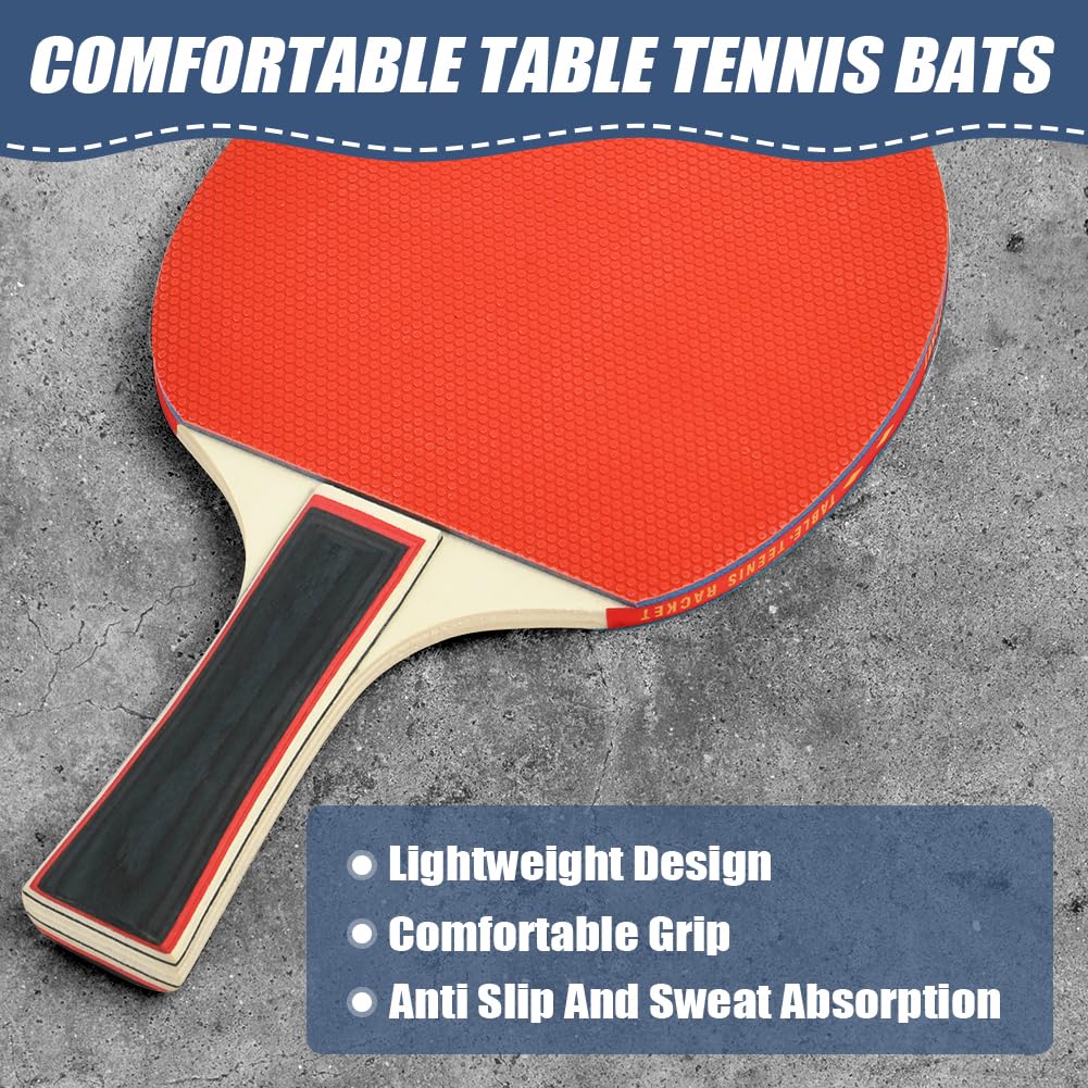 Flintronic Set Racchette Ping Pong, Set da Ping Pong con 2 Racchette 3 Palline 1 Borsa Portatile, Set da Tennis da Tavolo Professionale, Ping Pong Set per Allenatori, Amatori, Principianti