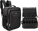 Relavel Makeup Backpack, Professional Travel Train Case Makeup Artist Kit Set Bag for Women Extra Large Cosmetic Organizer, Brush Storage Holder, with Adjustable High Dividers, Black Large Black