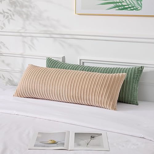 Miniatura 548 de UGASA - Juego de 2 fundas de almohada de terciopelo a rayas, funda decorativa para cojín con cremallera oculta para el hogar, sofá, dormitorio,