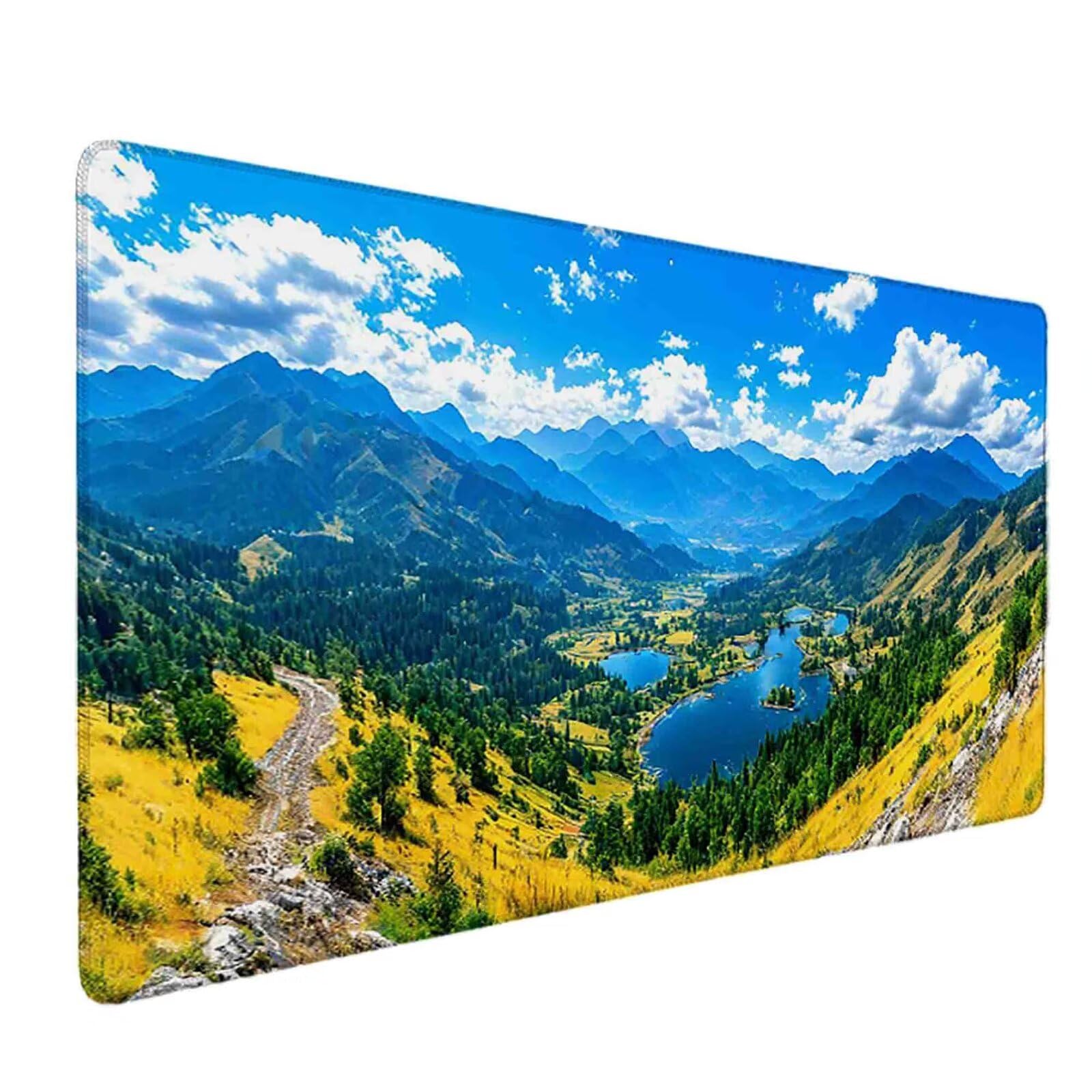 Tappetino Mouse Blu Mousepad Montagna Tappetino Mouse XXL 1200 x 600mm Sottomano Scrivania Grande con Base in Gomma Antiscivolo Accessori Gaming, Migliora Precisione e Velocità per PC, Laptop t8317