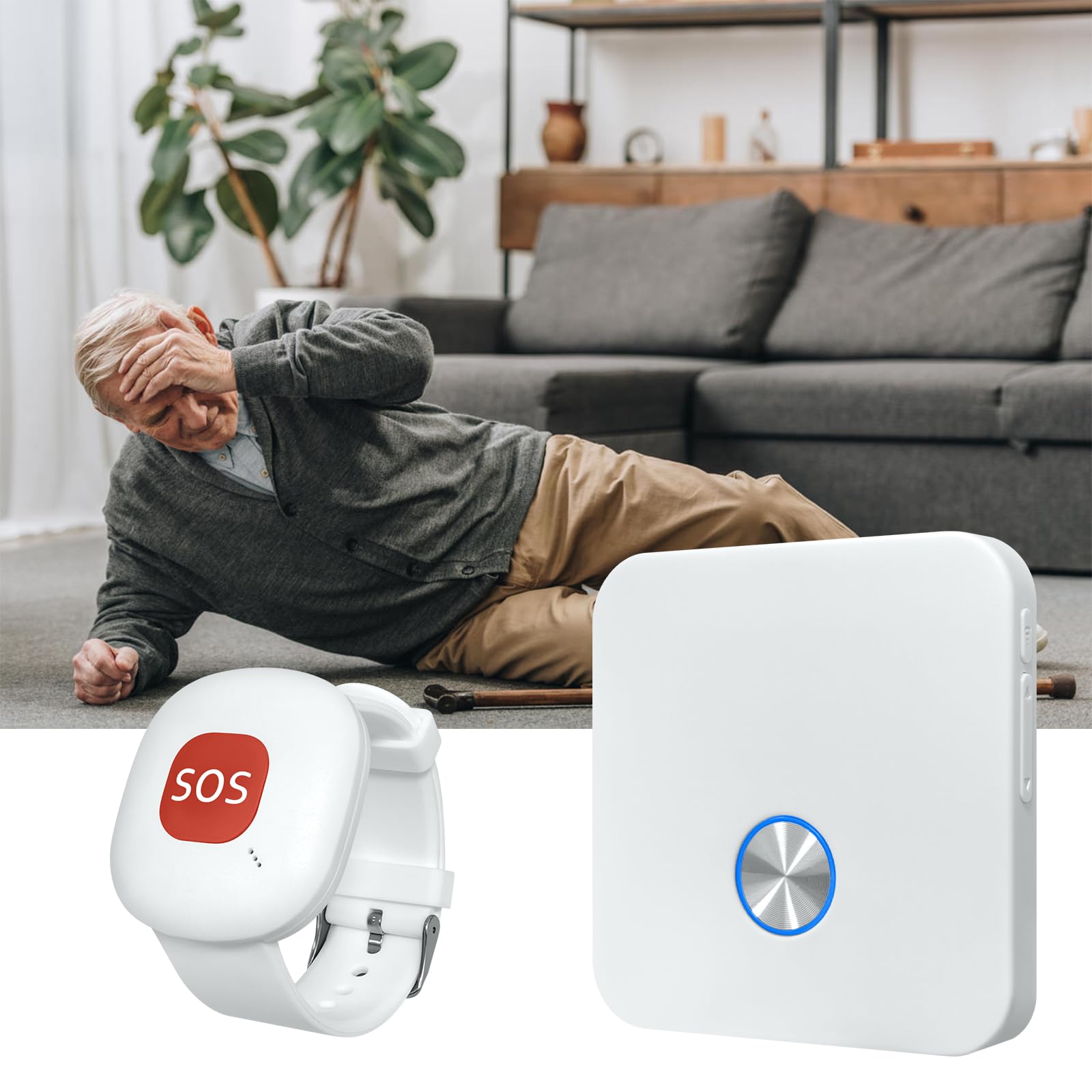 Bezprzewodowy mobilny alarm domowy z przyciskiem alarmowym na nadgarstek alarmowy, alarm paniki, ładowalny, dla osób starszych, dzieci niepełnosprawnych, w ciąży (1 do 2)