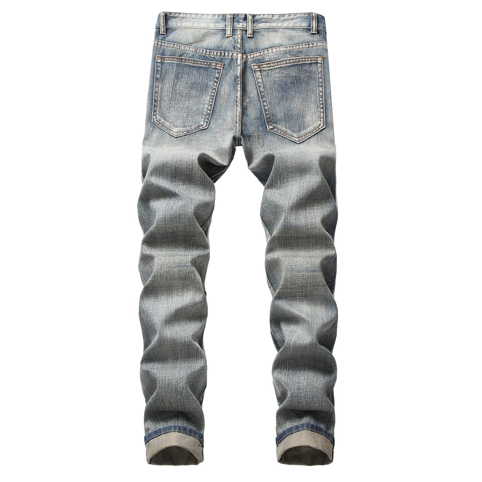 Maiyifu-GJ Ripped Jeans for Men Distressed Destroyed Regular Fit Denim Pants Straight Leg Washed Hip Hop Jean with Hole (Dark Blue 2,33)